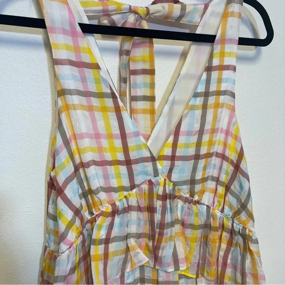 NWT Cinq a Sept Astor Plaid Gingham Midi Dress - Spring Summer Ruffled Tiered - Picture 6 of 8